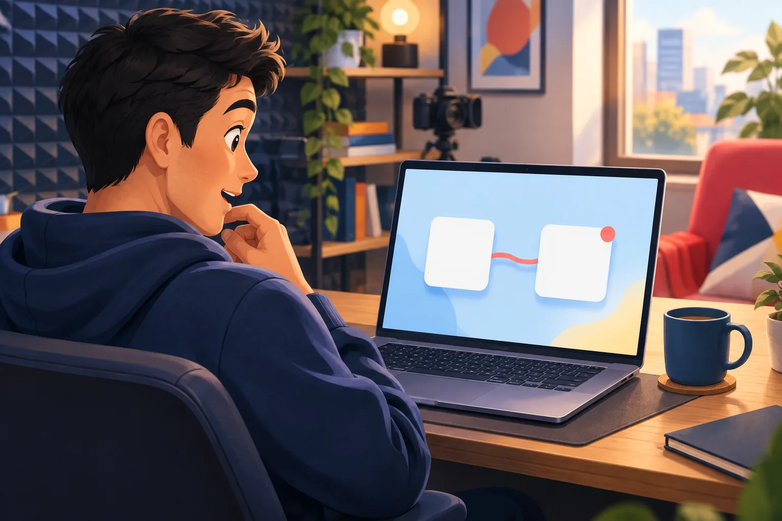 Surprised creator at his laptop realizing that one checkbox controls both the subscriptions feed and the alert