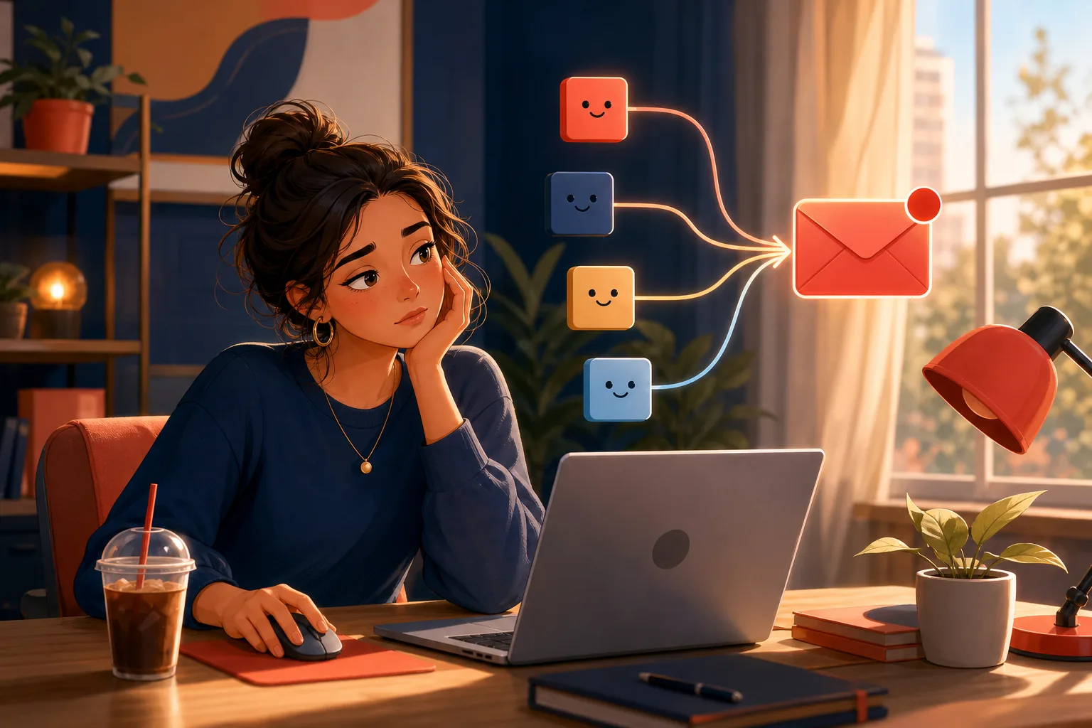 Viewer wiring a YouTube feed into a feed-to-email automation, mildly weary from the steps